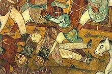 Mural of the battle on the walls of Tipu's summer palace. Battle of pollilur.jpg