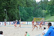 Deutsch: Beachhandball Europameisterschaften 2019 (Beach handball Euro); Tag 3: 4. Juli 2019 – Frauen, Platzierungsrunde Gruppe IV, Russland-Slowenien 2:0 (18:11, 20:16) English: Beach handball Euro; Day 3: 4 July 2019 – Women Consolation Round Group IV – Russia-Slovenia 2:0 (18:11, 20:16)
