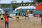 Deutsch: Beachhandball Europameisterschaften 2019 (Beach handball Euro); Tag 5: 6. Juli 2019 – Männer, Platzierungsspiel für die Ränge 5–8, Frankreich-Deutschland 0:2 (18:22, 16:19) English: Beach handball Euro; Day 5: 6 July 2019 – Placement Match/Cross Match for rank 5–8 Men – Frankreich-Deutschland 0:2 (18:22, 16:19)