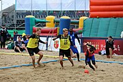 Deutsch: Beachhandball Europameisterschaften 2019 (Beach handball Euro); Tag 5: 6. Juli 2019 – Männer, Platzierungsspiel für die Ränge 5–8, Frankreich-Deutschland 0:2 (18:22, 16:19) English: Beach handball Euro; Day 5: 6 July 2019 – Placement Match/Cross Match for rank 5–8 Men – Frankreich-Deutschland 0:2 (18:22, 16:19)