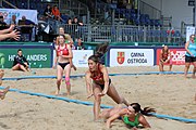 Deutsch: Beachhandball Europameisterschaften 2019 (Beach handball Euro); Tag 2: 3. Juli 2019 – Frauen, Vorrunde Gruppe D, Ukraine-Deutschland 2:0 (23:22, 32:24) English: Beach handball Euro; Day 2: 3 July 2019 – Women Preliminary Round Group D – Ukraine-Germany 2:0 (23:22, 32:24)