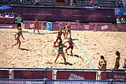 Deutsch: Beachhandball bei den Olympischen Jugendspielen 2018; Tag 4, 10. Oktober 2018; Mädchen, Vorrunde, Gruppe A - Ungarn-Chinese Taipei (Taiwan) 2:0 English: Beach handball at the 2018 Summer Youth Olympics at 10 October 2018 – Girls Preliminary Round Group A‎ – Hungary-Chinese Taipei 2:0