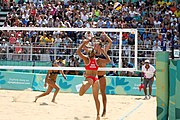 Deutsch: Beachvolleyball bei den Olympischen Jugendspielen 2018; Tag 11, 17. Oktober 2018; Mädchen, Finale – Italien (Claudia Scampoli & Nicol Bertozzi)- Russland (Maria Woronina & Maria Botscharow) 0:2 (19–21/19–21) English: Beach volleyball at the 2018 Summer Youth Olympics at 17 October 2018 – Girls Final – Italy (Claudia Scampoli & Nicol Bertozzi) - Russia (Maria Voronina & Maria Bocharova) 0:2 (19–21/19–21)