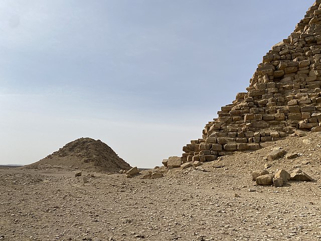 The Bent pyramid with its satellite pyramid.