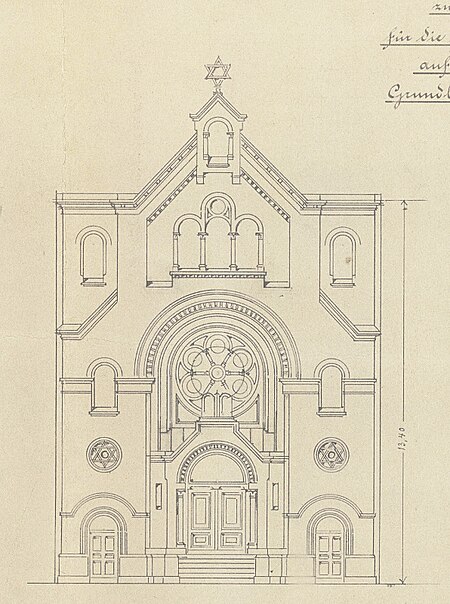 Berlin Charlottenburg, Synagoge Schulstraße, Entwurf Fassade