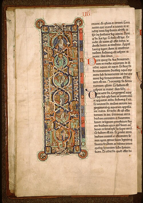 First page of The Book of Genesis, Bible of Manerius (c. 1185), (BSG Ms.8 f7)