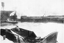 Black Tom Pier shortly after the explosion. Black Tom pier.jpg