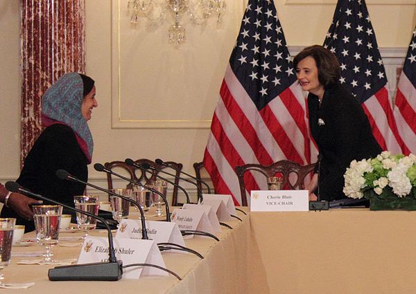 Blair with Emirati politician Lubna Khalid Al Qasimi in 2011