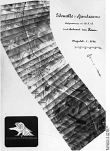 Beeldplan van Edewalle-Handzaeme, gemaakt door Oskar Messter op basis van foto's van 26 mei 1915