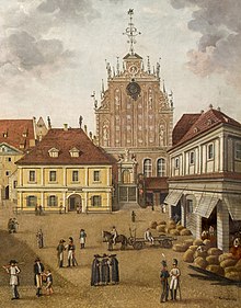 Der Rigaer Marktplatz mit dem Waagenhaus 1816