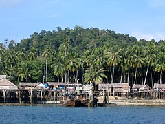 Stilt houses in Cempa, located in the Lingga Islands, Riau Islands, Indonesia