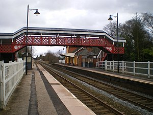 Codsall Station buildings and the pedestrian bridge - geograph.org.uk - 1726498.jpg