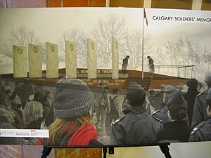 Concept art of Calgary Soldiers' Memorial displayed at ceremonial groundbreaking on March 6, 2010.jpg