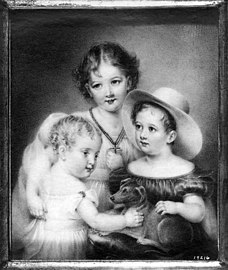 Cornelia, Edward und Nathaniel Prime, undatiert. Elfenbeinminiatur 11,7 × 9,8 cm. Privatsammlung, New York City