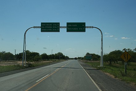 The Transchaco highway approaching Loma Plata
