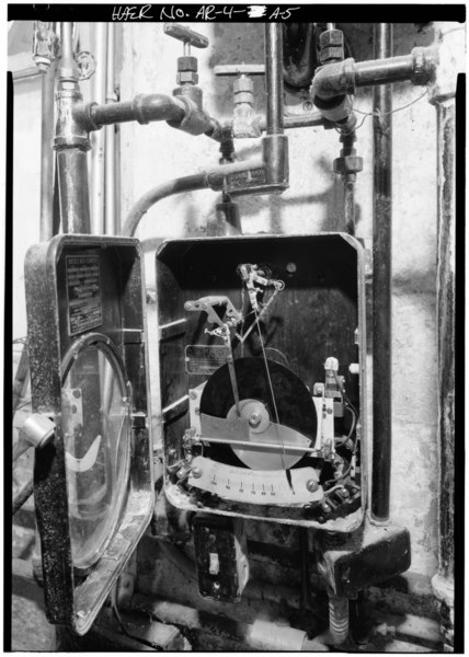 File:DETAIL OF THERMAL-WATER FLOW METER. - Hot Springs National Park, Bathhouse Row, Superior Bathhouse- Mechanical and Piping Systems, State Highway 7, 1 mile north of U.S. Highway HAER ARK,26-HOSP,3-A-5.tif