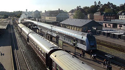 DSB K 582 with heritage train.