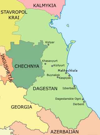 Mahačkala na karti Dagestana