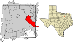 Mesquites läge i Dallas County och Dallas Countys läge i Texas.