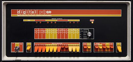 PDP-8/E front panel showing the switches used to load the bootstrap program