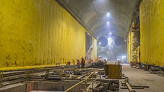 An extremely long cavern, which was excavated as part of East Side Access. This cavern will become part of the future Grand Central LIRR station.