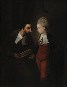 Edward Alcock - Porzia e Shylock , da Il Mercante di Venezia di Shakespeare, IV, i (circa 1778)