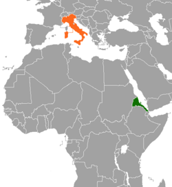 Eritreya va Italiya joylashgan joylarni ko'rsatadigan xarita