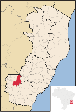 Localização de Muniz Freire no Espírito Santo
