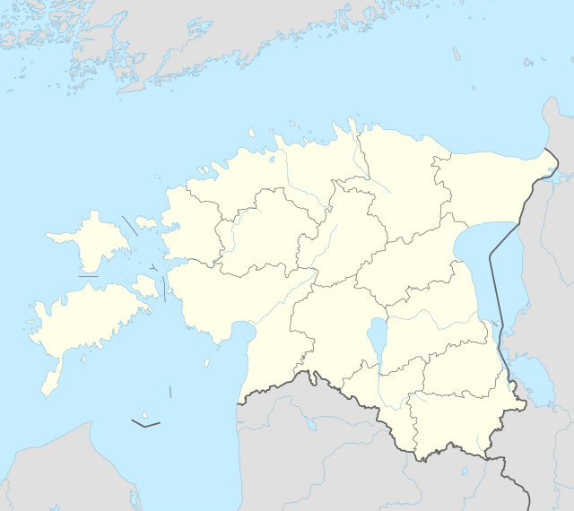 Mapa konturowa Estonii, blisko centrum u góry znajduje się punkt z opisem „Tallinn”