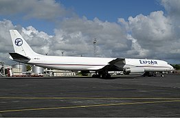 Expo Air's DC-8 at Mauritius. (2006) Expo Air Douglas DC-8-63CF Rioux.jpg