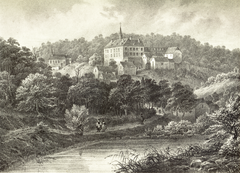 Schloss Fëschbech (Zaichnig vum Nicolas Liez un em Frantz Clément, 1834)