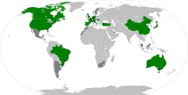 Landen die in 2006 een Grand Prix organiseerden zijn getoond in het groen, voormalige organiserende landen zijn getoond in het donkergrijs.