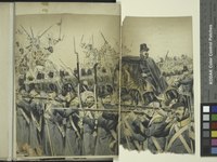 Représentation du 2e régiment d'infanterie pendant une bataille en Algérie.