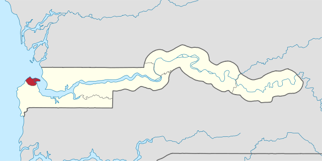 バンジュールはガンビア川の河口に位置するの位置図