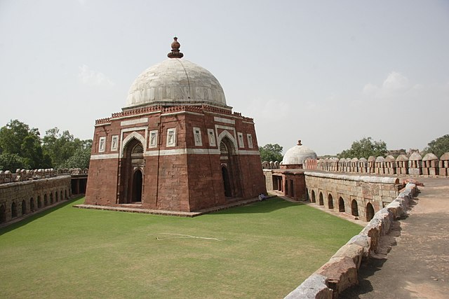 Mausoleum of Ghiyath al-Din Tughluq at Tughluqabad, also showing a side tomb.