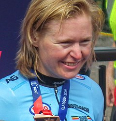 Githa Michiels bei der Siegerehrung der EM 2018