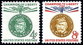 Giuseppe Garibaldi, 1960 issues Giuseppe Garibaldi, 4c & 8c, 1960 issues.jpg