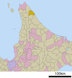 Location of Hamatonbetsu in Hokkaido (Sōya Subprefecture)