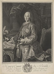 Graf Heinrich von Brühl, Kupferstich von Jean-Joseph Balechou nach Louis de Silvestre (Quelle: Wikimedia)