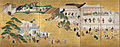 Сцены из театра Кабуки в Накамуре. Роспись ширмы. Музей изящных искусств, Бостон