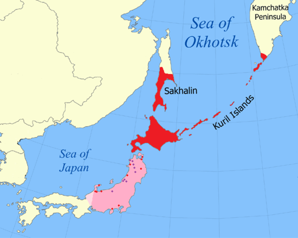 Historical extent of the Ainu