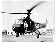 Igor Sikorsky and the first mass-produced helicopter, the Sikorsky R-4, 1944 Igor Sikorsky in a U.S. Coast Guard HNS-1, 14 August 1944 (232-8).jpg
