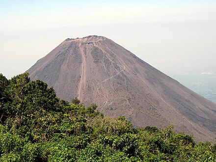 Izalco volcano, the youngest volcano in El Salvador. Izalco erupted almost continuously from 1770 (when it formed) to 1958, earning it the nickname of "Lighthouse of the Pacific".