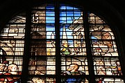 English: Detail of the stained-glass window number 19 in the Sint Janskerk at Gouda, Netherlands: "Beheading of John the Baptist"