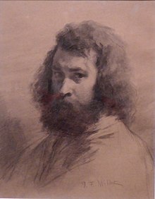 Jean-François Millet (1814–1875), Selbstporträt 1845/46. Kohle und schwarze Kreide