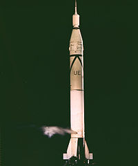 Juno I awaiting launch with Explorer I