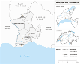 Ouest Lausannois (distret) - Localizazion