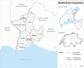 Karte von District de l'Ouest lausannois