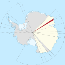 Location of Kemp Land (red), Australian Antarctic Territory in Antarctica Kemp Land in Australian Antarctic Territory.svg