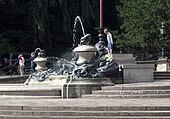 colour photograph of the fountain outside the Victoria Rooms, Bristol, taken in 2013